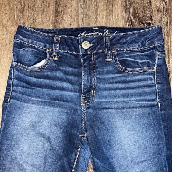 American Eagle Mid Rise Jeagging Womens 4 Blue Super Stretch Jeans - Picture 2 of 6